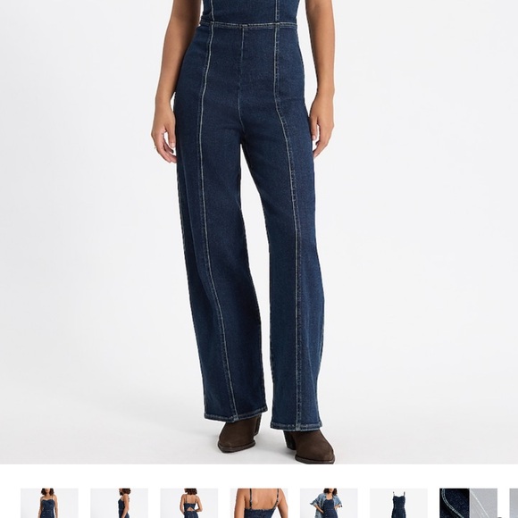 Dark Blue Denim Jumpsuit - Picture 4 of 9